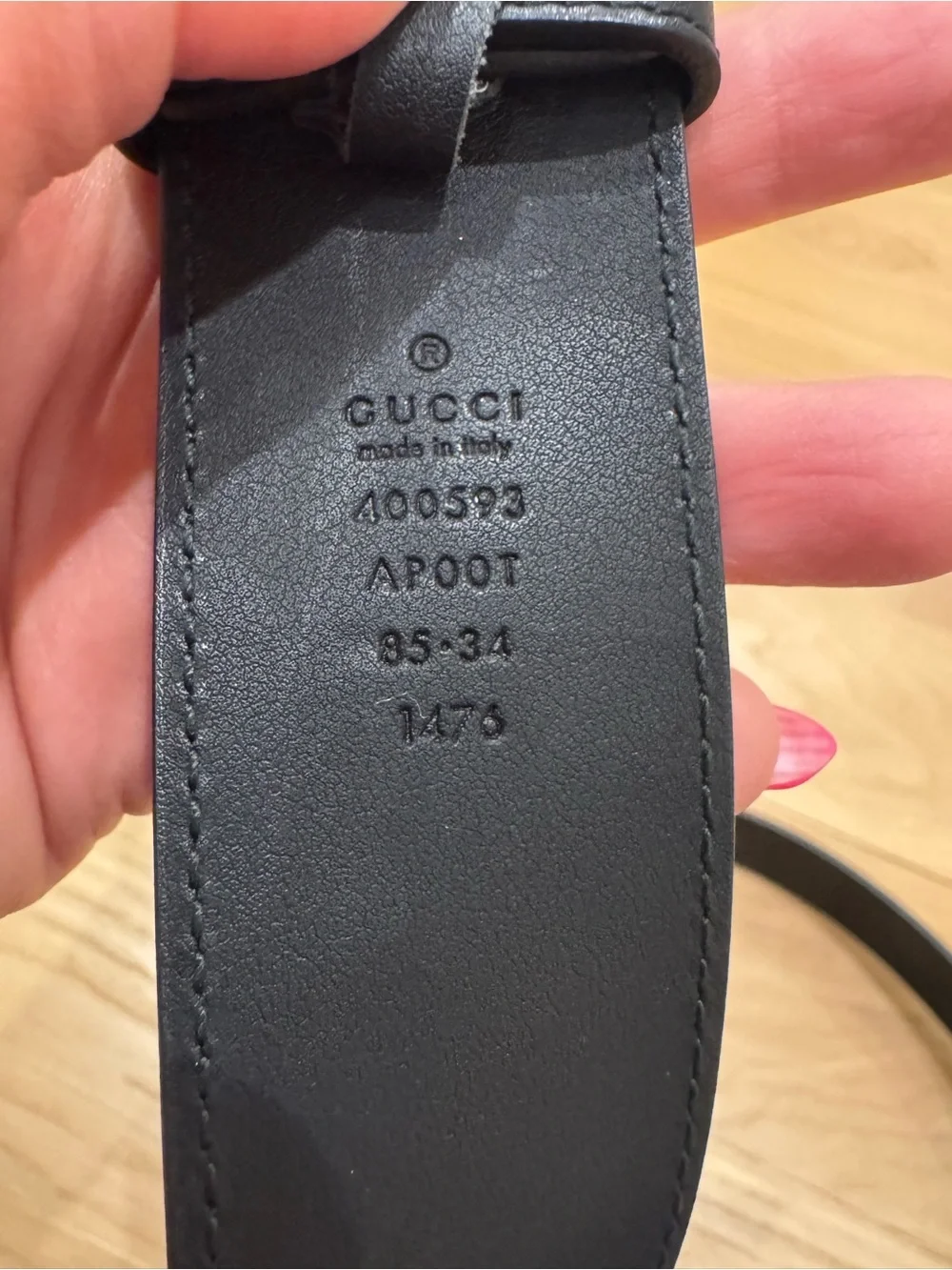 Gucci Black Leather Marmont Belt with Antique Gold Double GG Buckle